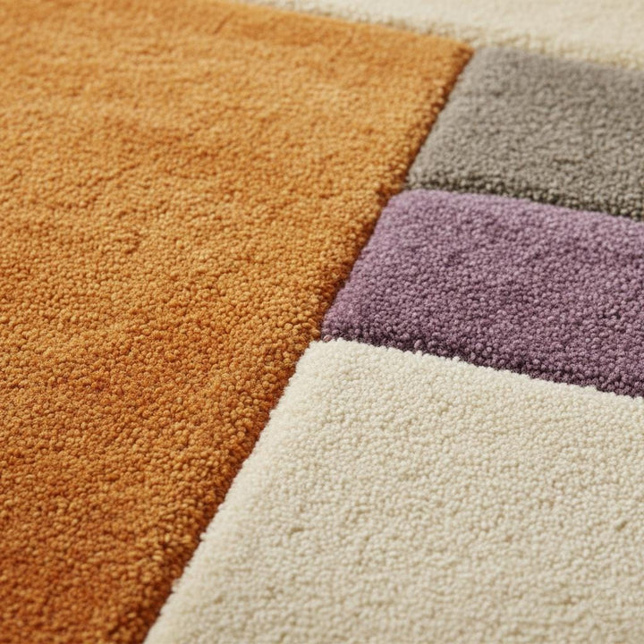 Translation missing: en.Modern Geometric Area Rug – Abstract Colour-Block Design in Muted Orange, Dusty Lilac &amp; Ivory – Contemporary Home Accent Rug for Living Room