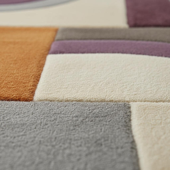 Translation missing: en.Modern Geometric Area Rug – Abstract Colour-Block Design in Muted Orange, Dusty Lilac &amp; Ivory – Contemporary Home Accent Rug for Living Room