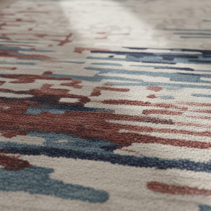 Translation missing: en.Modern Abstract Area Rug | Blue, Red, Beige Pattern