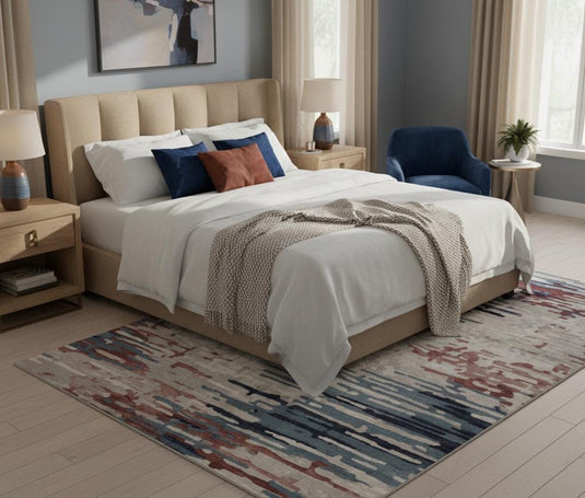 Translation missing: es.Modern Abstract Area Rug | Blue, Red, Beige Pattern