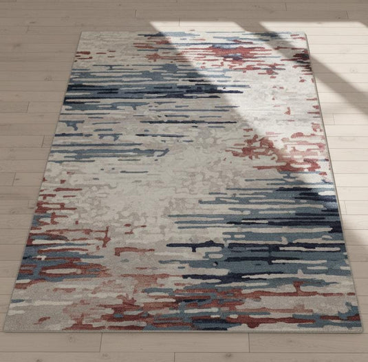 Translation missing: es.Modern Abstract Area Rug | Blue, Red, Beige Pattern
