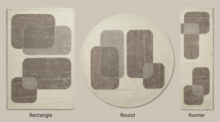 Translation missing: en.Modern Abstract Area Rug Neutral Geometric Plush Carpet Minimalist Living Room Decor