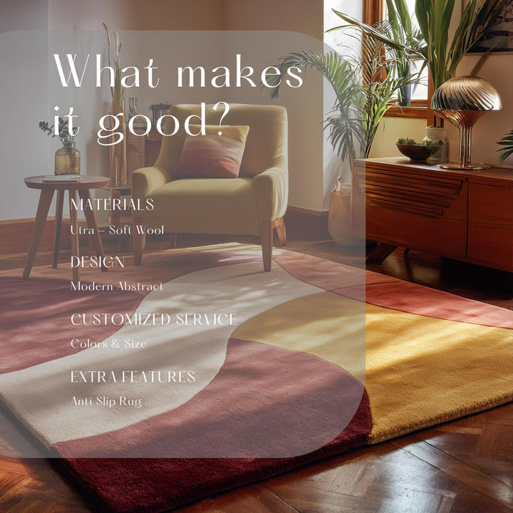 Translation missing: es.Modern Abstract Color Block Rug: Red, Yellow, Cream Geometric Carpet