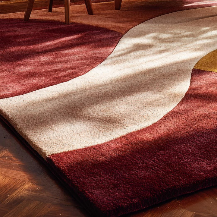 Translation missing: es.Modern Abstract Color Block Rug: Red, Yellow, Cream Geometric Carpet