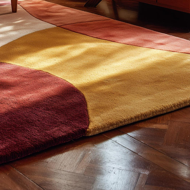 Translation missing: es.Modern Abstract Color Block Rug: Red, Yellow, Cream Geometric Carpet