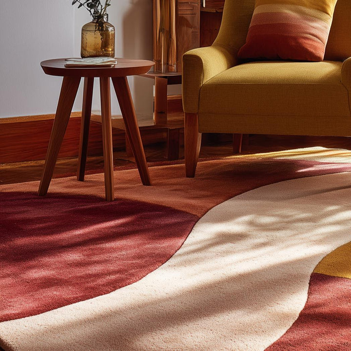 Translation missing: es.Modern Abstract Color Block Rug: Red, Yellow, Cream Geometric Carpet