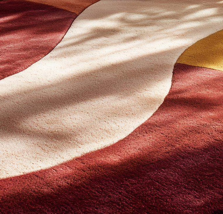 Translation missing: es.Modern Abstract Color Block Rug: Red, Yellow, Cream Geometric Carpet