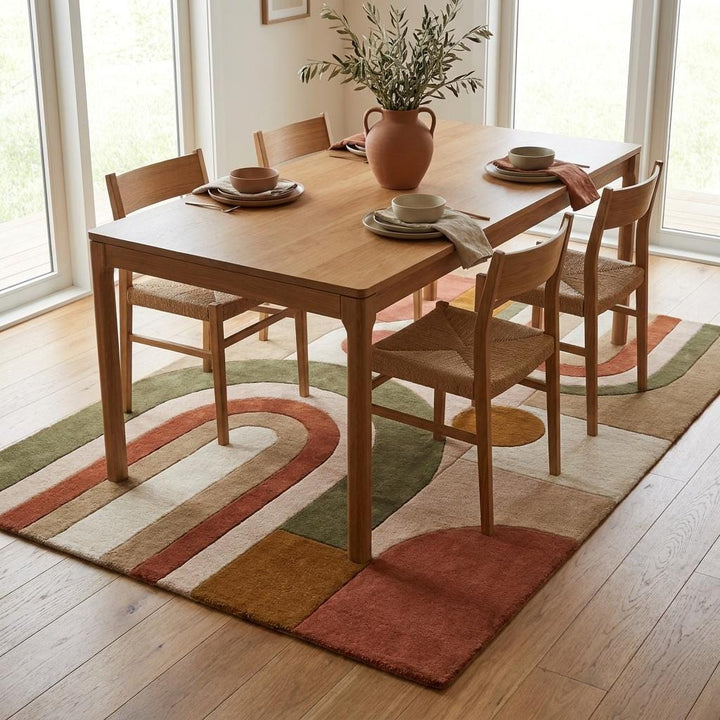 Translation missing: es.Modern Abstract Hand Tufted Wool Rug, Geometric Arch Area Rug for Living Room, Mid Century Contemporary Carpet __etsy:8048443811