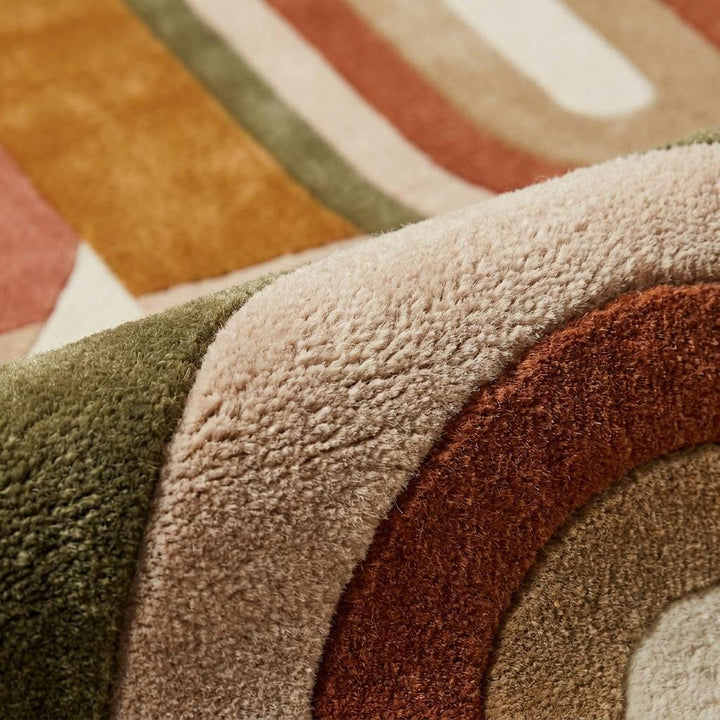 Translation missing: es.Modern Abstract Hand Tufted Wool Rug, Geometric Arch Area Rug for Living Room, Mid Century Contemporary Carpet __etsy:8048443815