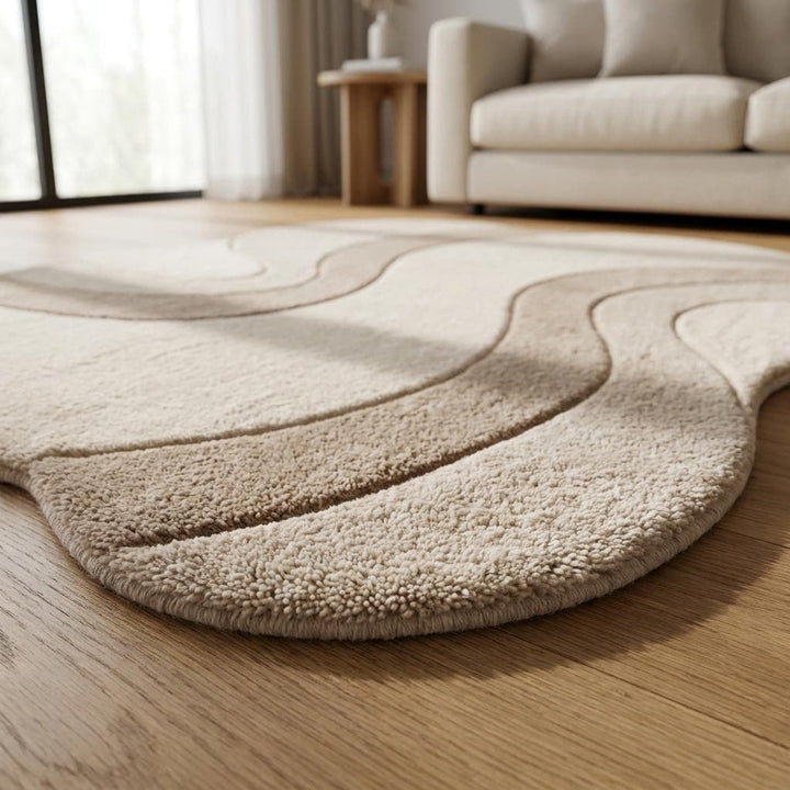 Translation missing: es.Modern Abstract Wool Area Rug, Handmade Organic Shape Rug for Minimalist Living Room Decor __etsy:8000518486