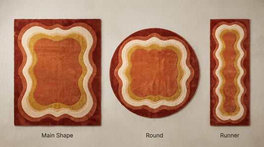 Translation missing: es.Rectangle abstract wool rug with organic wave design, also available in round and runner hallway formats __etsy:7985009172