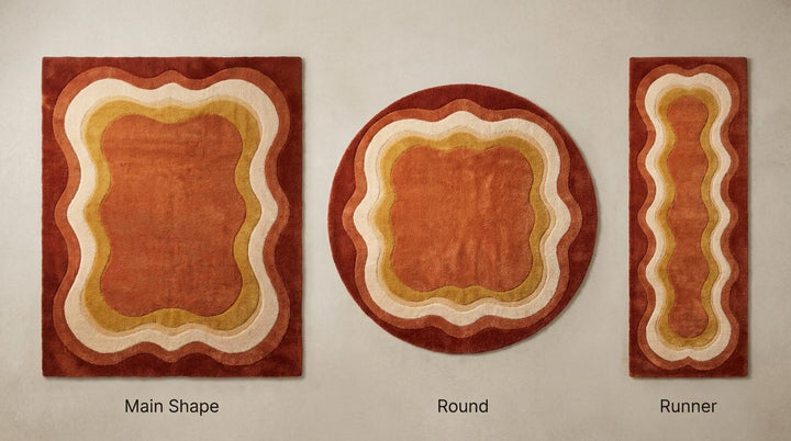 Translation missing: es.Rectangle abstract wool rug with organic wave design, also available in round and runner hallway formats __etsy:7985009172