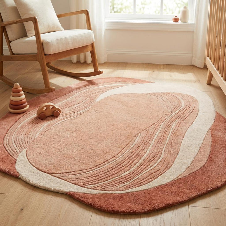 Translation missing: es.Modern Abstract Wool Rug, Handmade Organic Shape Area Rug for Bedroom &amp; Contemporary Interiors __etsy:8066007901