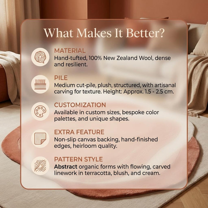 Translation missing: es.Modern Abstract Wool Rug, Handmade Organic Shape Area Rug for Bedroom &amp; Contemporary Interiors __etsy:8066007961