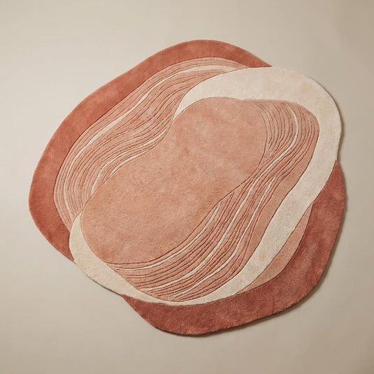 Translation missing: es.Organic modern area rug with flowing abstract pattern placed beside a curved accent chair in a contemporary interior __etsy:8066007727