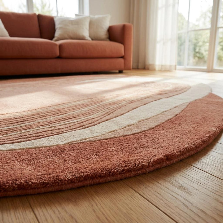 Translation missing: es.Premium hand tufted abstract rug in cream and terracotta tones ideal for Scandinavian and Japandi-inspired spaces __etsy:8018090432