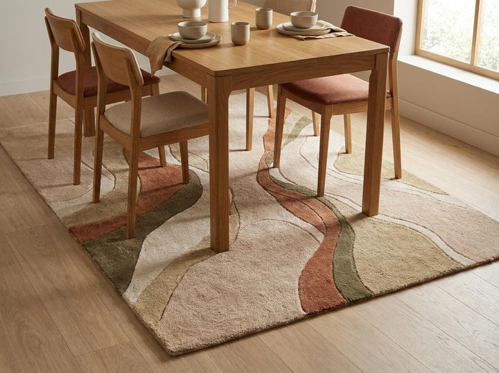 Translation missing: es.Modern Abstract Wool Tufted Rug, Earth Tone Living Room Carpet, Handmade Contemporary Area Rug __etsy:7994298792