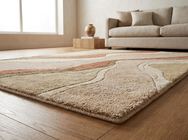 Translation missing: es.Modern Abstract Wool Tufted Rug, Earth Tone Living Room Carpet, Handmade Contemporary Area Rug __etsy:7994298648