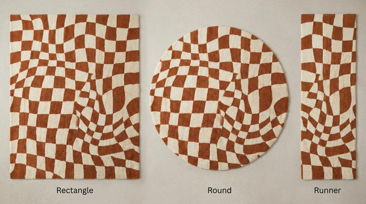 Translation missing: es.Modern Checkerboard Wavy Tufted Rug, Retro Geometric Area Decor
