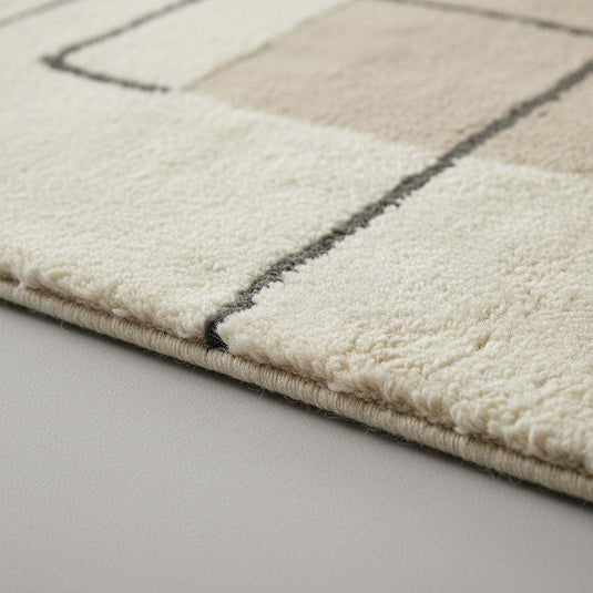 Translation missing: es.Modern Geometric Area Rug, Minimalist Line Rug, Cream Sage Neutral Decor