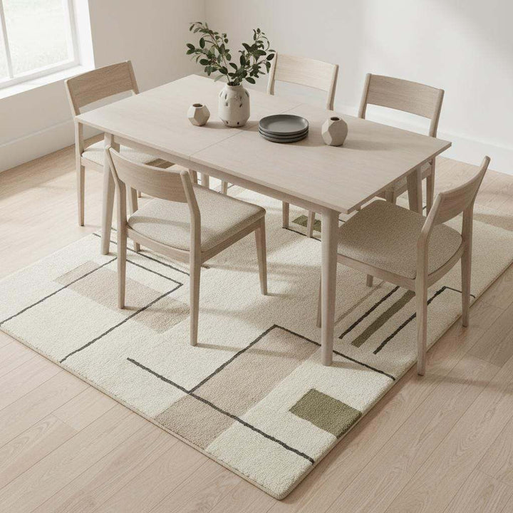 Translation missing: en.Modern Geometric Area Rug, Minimalist Line Rug, Cream Sage Neutral Decor