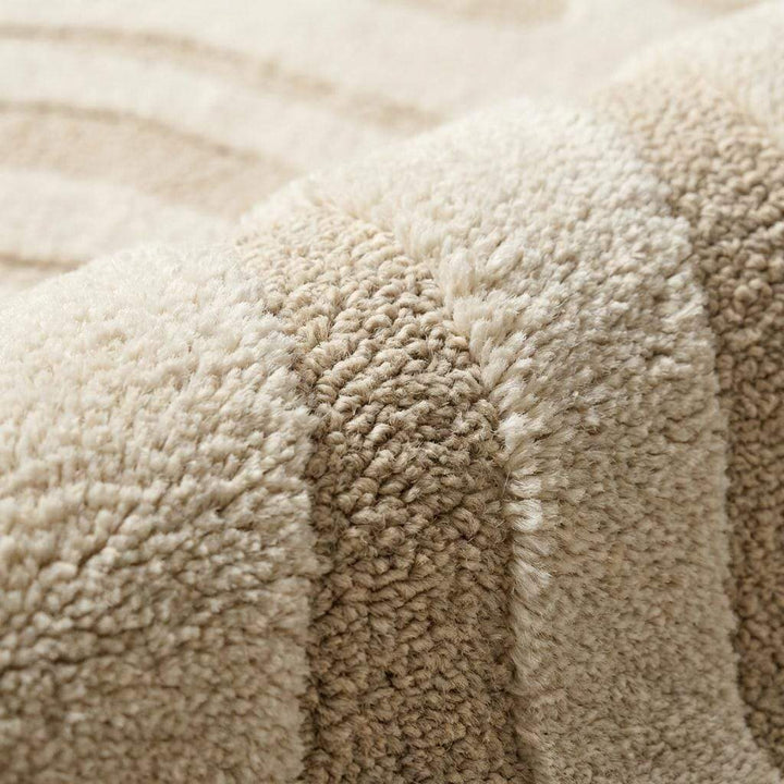 Translation missing: es.Modern Hand Tufted Wool Rug, Neutral Wavy Abstract Area Rug, Cozy Housewarming Gift