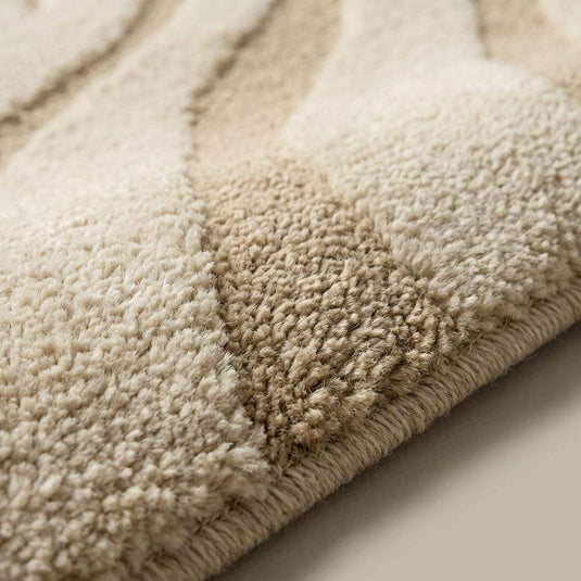 Translation missing: es.Modern Hand Tufted Wool Rug, Neutral Wavy Abstract Area Rug, Cozy Housewarming Gift