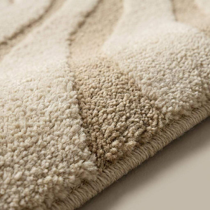 Translation missing: es.Modern Hand Tufted Wool Rug, Neutral Wavy Abstract Area Rug, Cozy Housewarming Gift