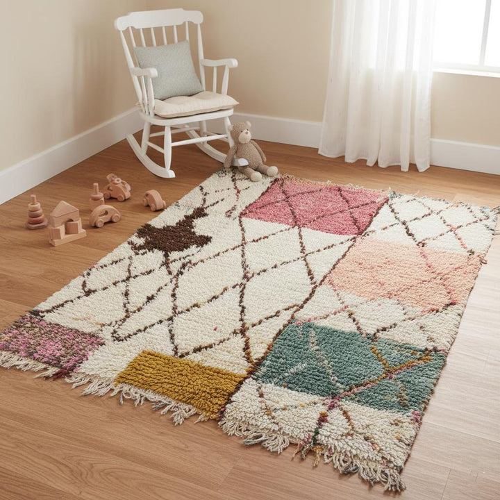 Translation missing: en.Modern Moroccan Rug – Colorful Geometric Shag, Boho Area Carpet 9x12
