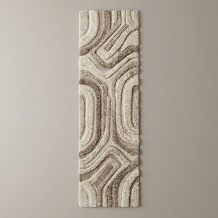 Translation missing: es.Modern Neutral Runner Rug Hand Tufted Plush Kitchen Hallway Abstract Textured Decor Home Entryway
