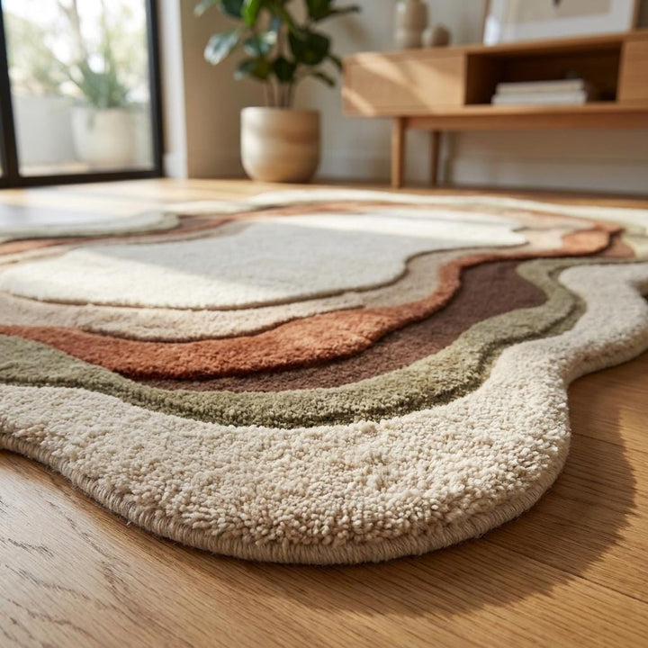 Translation missing: es.Modern Organic Shape Wool Tufted Rug, Abstract Neutral Area Rug for Living Room &amp; Bedroom __etsy:7994270260