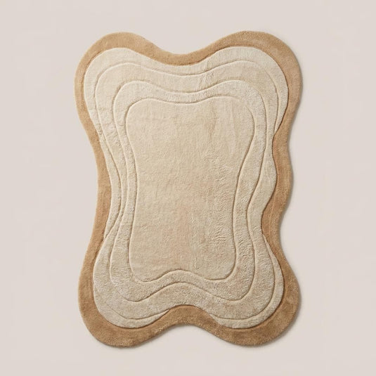 Translation missing: es.Contemporary abstract area rug with sculpted curved design placed beside a cozy accent chair in a warm modern interior __etsy:8074318303
