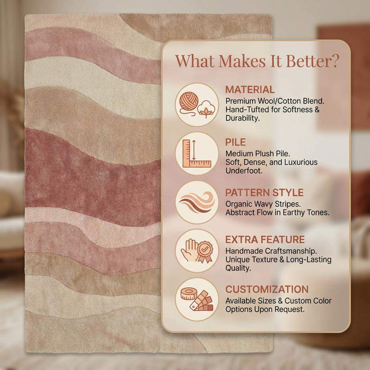 Translation missing: es.Modern Wave Pattern Pastel Area Rug Wavy Stripes Living Room Carpet