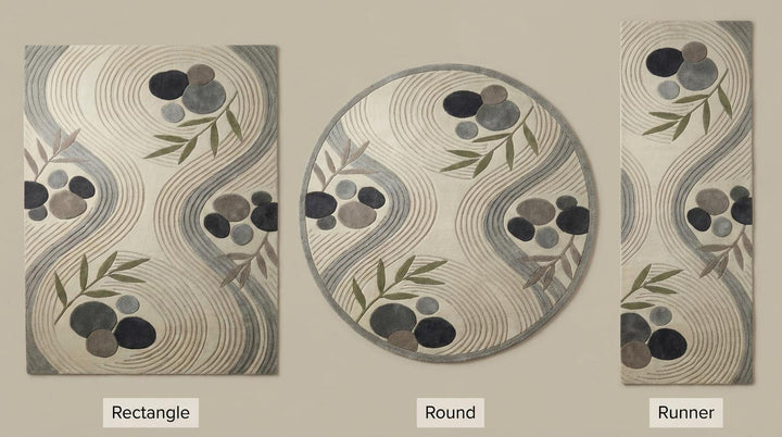 Translation missing: en.Modern Zen Area Rug Neutral Abstract Stone Pattern Japandi Living Room Carpet Soft Textured Minimalist Home Decor