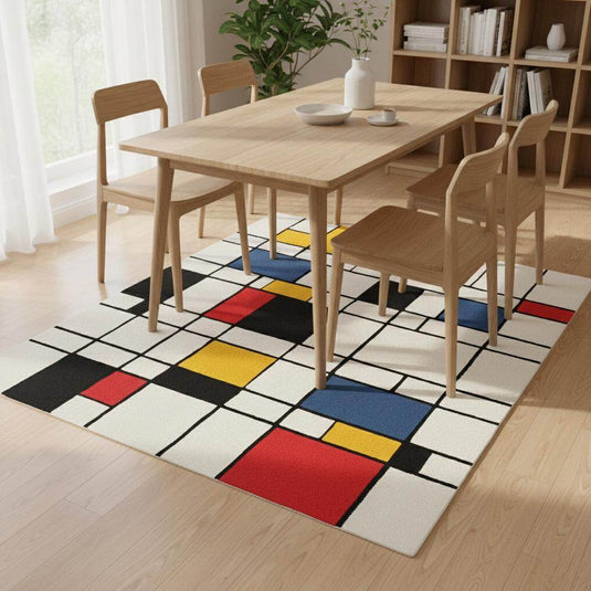 Translation missing: en.Abstract geometric wool area rug with Bauhaus-inspired design, perfect for contemporary home décor and statement interiors