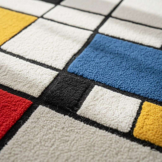 Translation missing: en.Mondrian Inspired Wool Rug: Geometric Color Block, Hand-Tufted