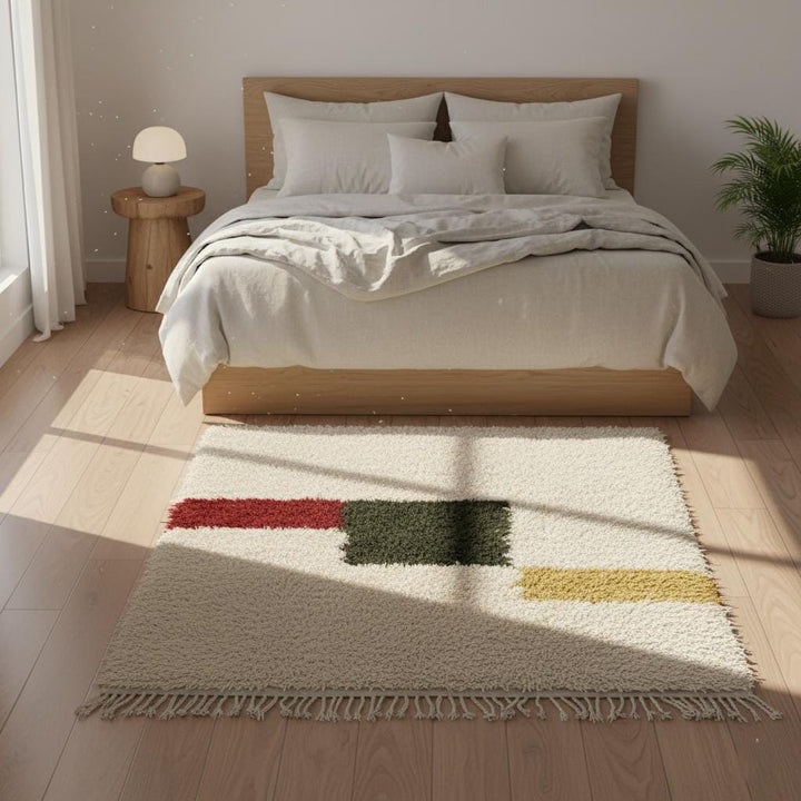 Translation missing: es.Overhead view of the ivory and color block design, perfect for a cozy nursery or bedroom decor
