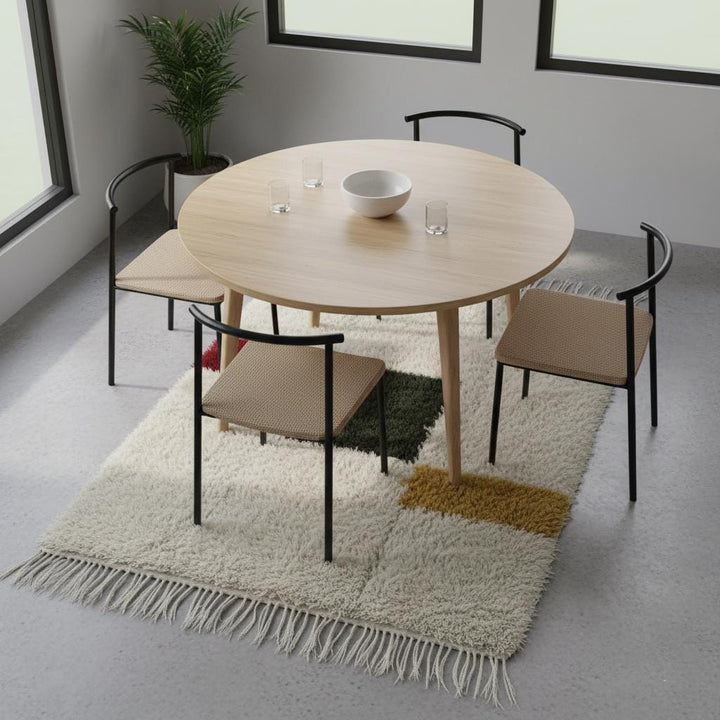 Translation missing: es.Moroccan Beni Ourain Wool Rug – Ivory Shag with Abstract Color Blocks