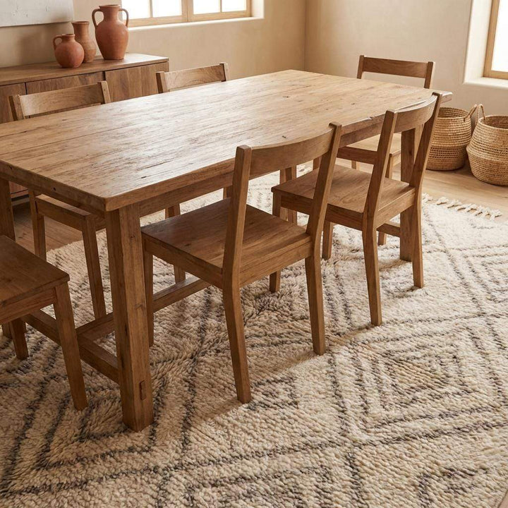 Translation missing: es.Moroccan Diamond Rug – Ivory Geometric Berber Style Rug, Neutral Boho Textured New Zealand Wool Area Rug