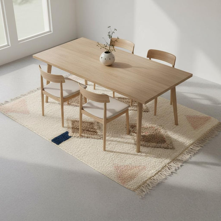 Translation missing: es.Moroccan Diamond Wool Rug, Boho Chic Cream Taupe Navy, 9x12