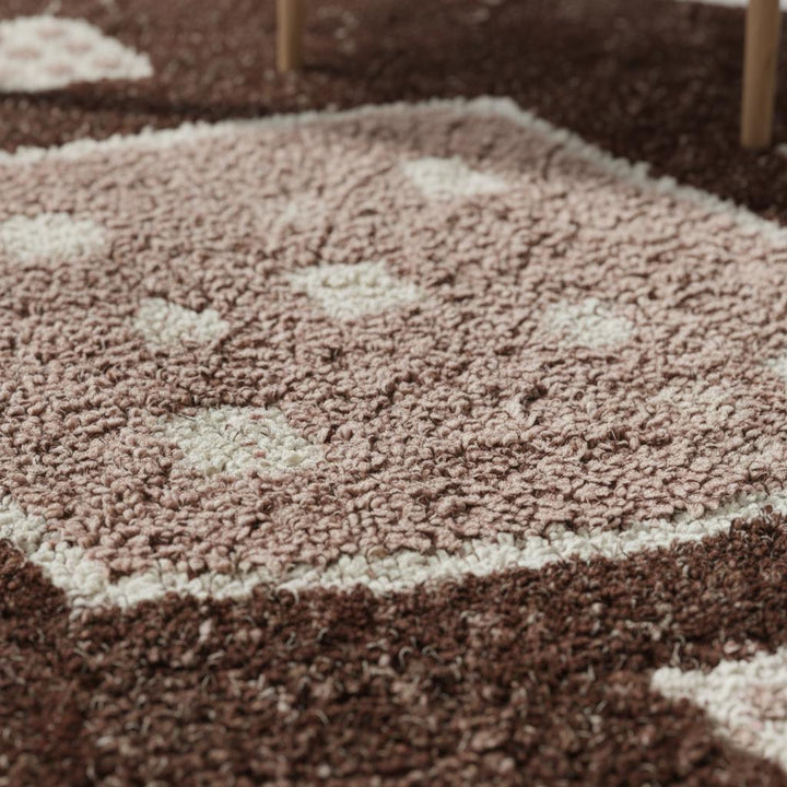 Translation missing: es.Moroccan Diamond Wool Rug – Ivory Beige High-Pile Boho Area Carpet