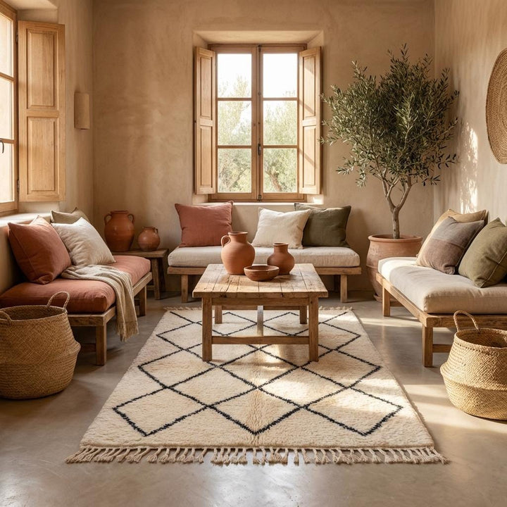 Translation missing: fr.Moroccan inspired geometric rug pattern detail