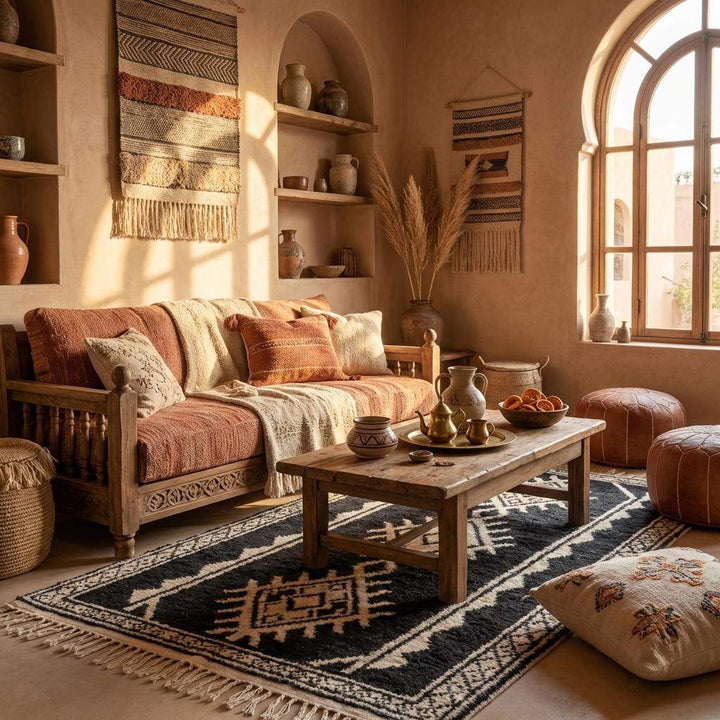 Translation missing: es.Detailed view of rug fringe edge and textured pile