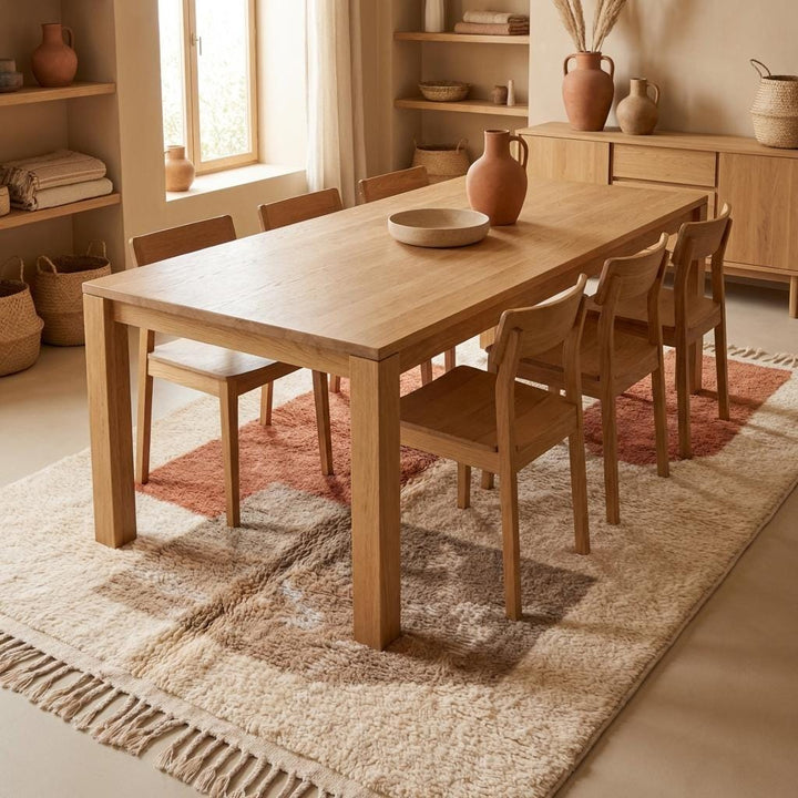 Translation missing: es.Moroccan Style Geometric Rug – Ivory Terracotta Abstract Boho Rug, Neutral Desert Modern Decor