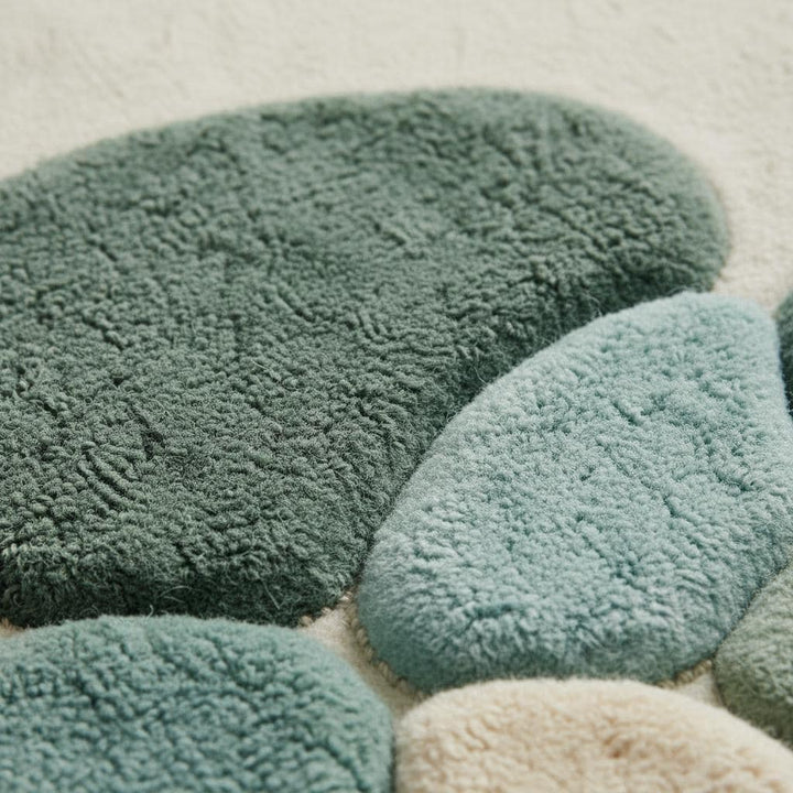 Translation missing: es.Moss Green Abstract Area Rug, Hand Tufted Organic Pebble Rug, Plush Modern Living Room Carpet, Sage Green Decor