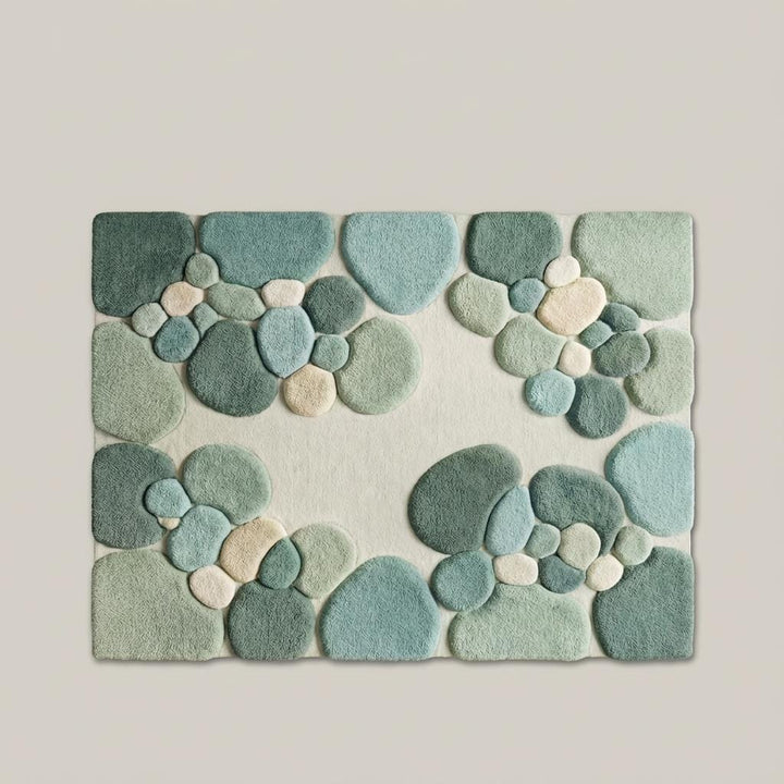 Translation missing: es.Moss Green Abstract Area Rug, Hand Tufted Organic Pebble Rug, Plush Modern Living Room Carpet, Sage Green Decor