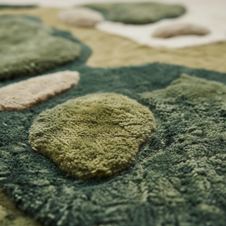 Translation missing: es.Moss Green Rug, Abstract Hand Tufted Area Rug, Modern Organic Plush Rug for Living Room, Nature Inspired Home Decor