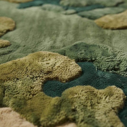 Translation missing: en.Moss Green Wool Rug, Hand Tufted Organic Area Rug, Sculpted High Pile Nature Inspired Carpet for Living Room, Modern Biophilic Home Decor
