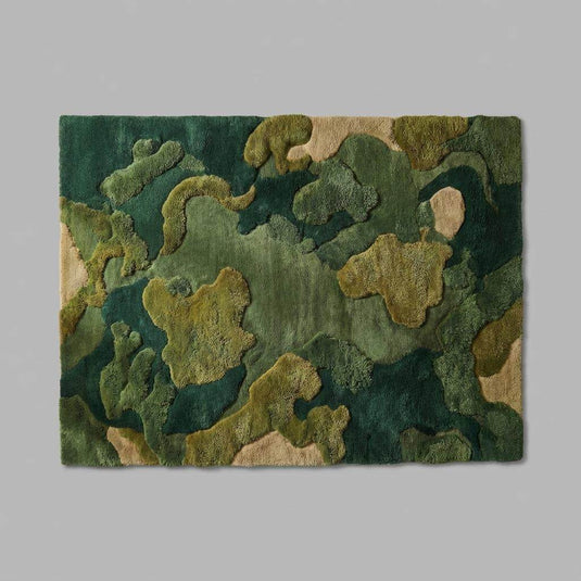 Translation missing: en.Moss Green Wool Rug, Hand Tufted Organic Area Rug, Sculpted High Pile Nature Inspired Carpet for Living Room, Modern Biophilic Home Decor