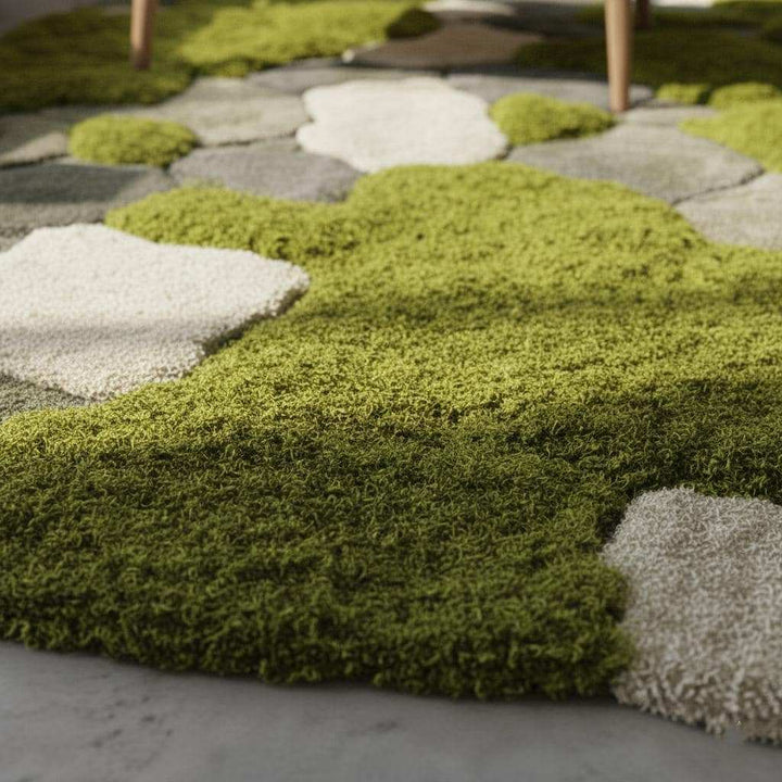 Translation missing: es.Hand-tufted moss rug with pebble design for organic, eco-friendly interiors